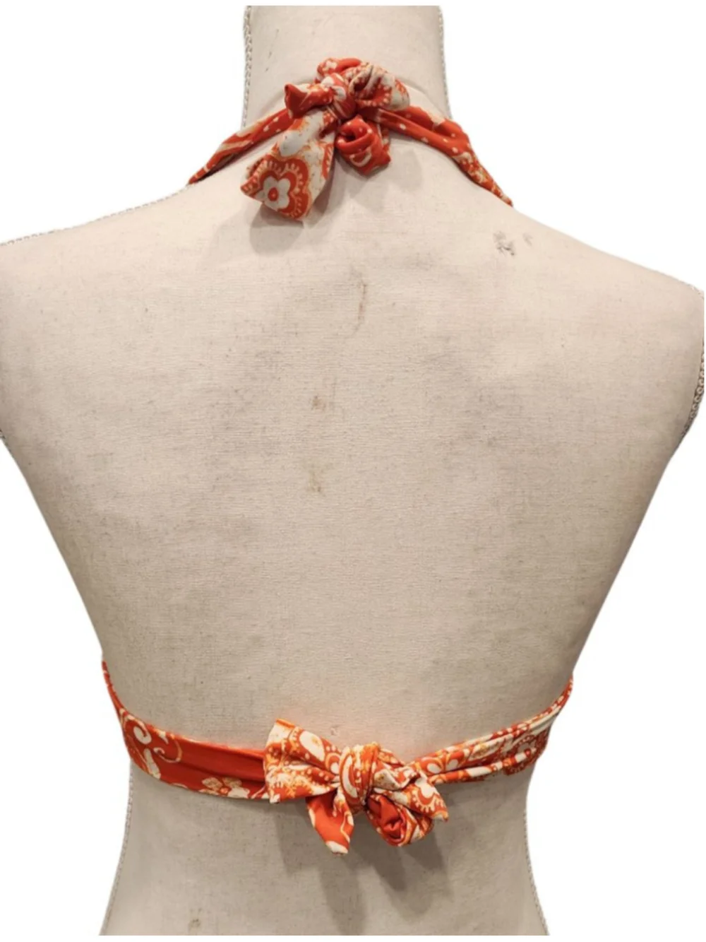 Pool Party Orange Floral Halter Bikini Set Womens XS Triangle Top Cheeky Bottoms - Picture 5 of 12